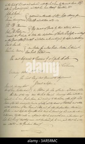 Der zweite Band des Missouri Supreme Court Minute Books, der die Jahre 1808 bis 1812 umfasst, enthält 280 Seiten Gerichtsakten. Diese Aufzeichnungen dokumentieren die Gerichtsverfahren und Entscheidungen des Supreme Court in Missouri in seinen frühen Jahren. Stockfoto