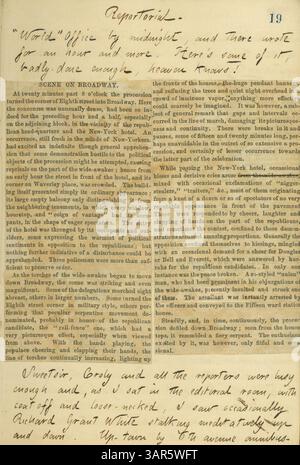 Band 14, Seite 23 von Thomas Butler Gunns Tagebüchern vom 3. Oktober 1860, enthält einen Bericht über eine republikanische Prozession in New York City, in dem die Reaktion der Öffentlichkeit und die Atmosphäre des Ereignisses beschrieben werden. Stockfoto