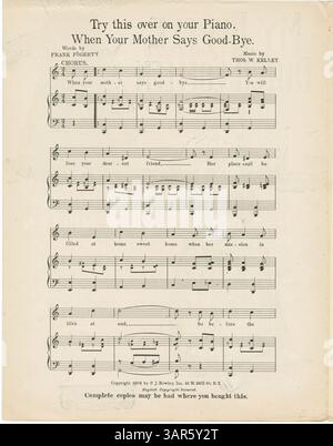 Diese 1906 erschienene Publikation von My Little Dutch Colleen von P.J. Howley mit urheberrechtlich geschützten Inhalten und unter Vorbehalt. Unten auf der Seite finden Sie den englischen Copyright-Hinweis, der die Rechtmäßigkeit des Werks sicherstellt. Dieses Stück ist ein historisches Musik- und literarisches Werk, das von den Bibliotheken der University of Oregon gehalten wird. Stockfoto