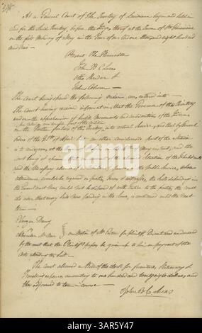 Dieser Band, Band 2 der Missouri Supreme Court Minute Books, umfasst den Zeitraum von 1808 bis 1812 und umfasst 280 Seiten Gerichtsakten. Er hebt die rechtlichen Aktivitäten und Entscheidungen des frühen Obersten Gerichtshofs von Missouri hervor und spiegelt die juristische Entwicklung des Staates wider. Stockfoto