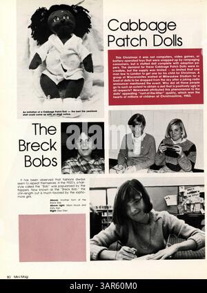 Das Jahrbuch „Breck Mustang“ 1984 bietet einen Überblick über das Studentenleben, die Beiträge der Lehrkräfte, sportliche Teams, außerschulische Clubs und wichtige Veranstaltungen während des Schuljahres 1983-1984 der Breck High School. Stockfoto