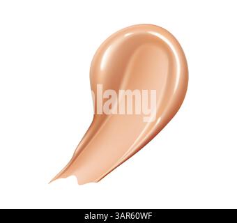 Realistische Foundation Creme Kosmetikmuster. Glatter beigefarbener Concealer-Kontur mit glänzender Textur. Isolierter 3D Vektor Creamy Kosmetik Tropfen, Beauty Hautpflege Produkt zeigt luxuriöse feuchtigkeitsspendende Oberfläche Stock Vektor