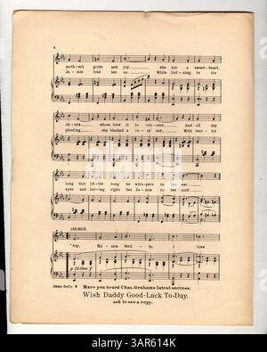 Dieses Lied, das als „Latest by the Girl Who Writte Sweet Rosie O’Grady“ gelistet ist, enthält eine Werbung auf der Innenseite des Covers mit musikalischen Ausschnitten aus verschiedenen Liedern, die von Jos veröffentlicht wurden. W. Stern. Der Song ist Miss Lottie Gilson gewidmet und enthält Werbung für andere Songs wie Wish Daddy Good-Luck Today und Take Back Your Gold. Auf der Rückseite sind Musikausschnitte von Monroe H. Rosenfeld zu sehen. Stockfoto