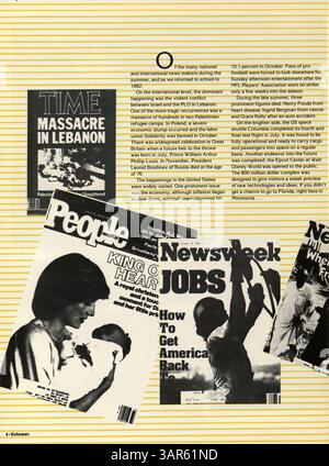 Das Jahrbuch 1983 für die St. Louis Park High School in Echowan erinnert an die Studenten, Lehrkräfte, Sportveranstaltungen, Clubs und wichtige Momente aus dem Schuljahr 1982-1983. Stockfoto