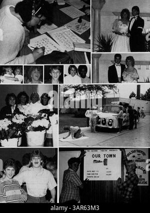 Das Jahrbuch „Eighty Five Villager“ der St. Anthony Village High School zeigt die akademischen Leistungen, Schüleraktivitäten und sportlichen Leistungen des Schuljahres 1984-1985 auf. Stockfoto