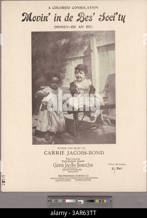 Dieses Stück mit dem Titel „A Colour Consolation“ enthält Texte in einer übertriebenen Imitation des afroamerikanischen Dialekts. Es enthält eine Reihe von C4-Eb5 und eine Werbung für andere Lieder des Komponisten. Der Titel bezieht sich auf „Movin“ in de bes' soci'ty' und „Honig – by an“ by. Stockfoto
