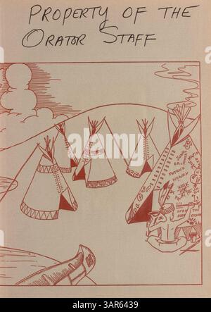 Die Ausgabe 1947 des Jahrbuchs „Redner“ der Patrick Henry High School dokumentiert wichtige Aspekte des Schülerlebens und enthält Bilder und Beschreibungen von Schülern, Lehrern, Vereinen und Leichtathletik während des Schuljahres 1946-1947. Stockfoto