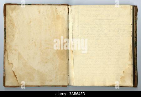 The Eliza G. Randolph Post Collection, Band 10, Memorandum Book No. 9, die Jahre 1848 bis 1850 abdecken. Dieser Band dokumentiert das tägliche Leben auf einer Farm im Pulaski County, Illinois, und den Umzug der Familie nach Mount Morris, Ogle County, Illinois. Stockfoto