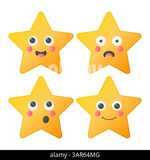 Niedlicher Stern mit Ausdruck Gesicht Vektor. Überraschter Star. Niedlicher Star-Charakter. Stock Vektor