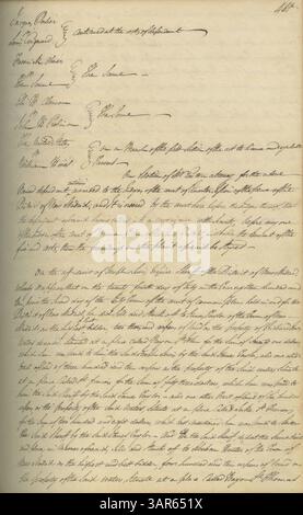 Band 2 des Missouri Supreme Court Minute Books umfasst eine Spanne von 1808 bis 1812 und enthält 280 Seiten detaillierter Gerichtsakten. Diese Aufzeichnungen geben einen historischen Einblick in die Verfahren des Supreme Court in Missouri während dieser frühen Periode. Das Minutenbuch enthält wichtige Informationen über rechtliche Entscheidungen und Praktiken in frühen Missouri. Stockfoto