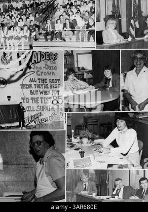 Das Jahrbuch „Eighty Five Villager“ 1985 der St. Anthony Village High School dokumentiert die Schüler, Lehrer, Vereine, Leichtathletik und die wichtigsten Ereignisse des Schuljahres 1984-1985. Stockfoto