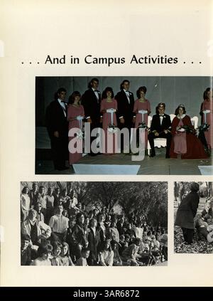 Die Ausgabe 1966 des Jahrbuchs „Antler“ der Minnehaha Academy beleuchtet wichtige Aspekte des Schullebens, darunter Schüler, Dozenten, Leichtathletik, Vereine, und bemerkenswerte Ereignisse aus dem Schuljahr 1965-1966. Stockfoto