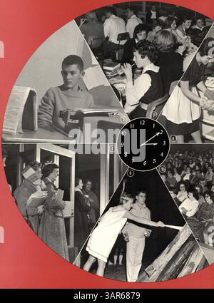 Das Jahrbuch „Warrior“ 1960 der Hopkins High School dokumentiert die Schüler, Lehrer, Leichtathletik, Vereine und wichtige Ereignisse des Schuljahres 1959-1960. Stockfoto