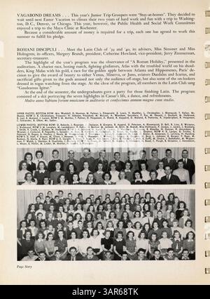 Diese Ausgabe des Jahrbuchs „Cardinal“ von der Marshall High School aus dem Jahr 1940 bietet eine historische Aufzeichnung von Schülern, Lehrern, außerschulischen Aktivitäten, Leichtathletik und anderen wichtigen Ereignissen aus dem Schuljahr 1939-1940. Stockfoto
