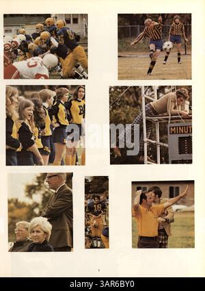 Das Jahrbuch Breck Mustang 1975 dokumentiert das Schuljahr 1974-1975 und bietet einen Einblick in die Schülerschaft, Lehrer, Sportmannschaften und außerschulische Aktivitäten an der Breck School. Es zeigt eine Vielzahl von unvergesslichen Momenten und Veranstaltungen aus diesem Jahr. Stockfoto
