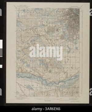 Diese topografische Karte zeigt den südwestlichen Bereich des Hennepin County, einschließlich Minneapolis südlich bis Deans Lake, mit Straßen, Feuchtgebieten und Eisenbahnstrecken. Die Karte stammt aus dem Jahr 1901, wurde 1938 neu gedruckt und enthält einen Schlüssel und eine Geschichte der Karten des U.S. Geological Survey. Stockfoto