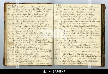 The Eliza G. Randolph Post Collection, Band 10, Memorandum Book No. 9, die Jahre 1848 bis 1850 abdecken. Dieser Band dokumentiert das tägliche Leben auf einer Farm im Pulaski County, Illinois, und den Umzug der Familie nach Mount Morris, Ogle County, Illinois. Stockfoto
