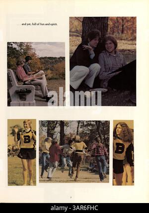 In diesem Jahrbuch der Breck School werden Schüler, Lehrer, Vereine, Leichtathletik und wichtige Ereignisse aus dem Schuljahr 1974-1975 vorgestellt. Stockfoto