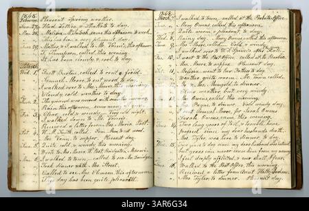 The Eliza G. Randolph Post Collection, Band 10, Memorandum Book No. 9, die Jahre 1848 bis 1850 abdecken. Dieser Band dokumentiert das tägliche Leben auf einer Farm im Pulaski County, Illinois, und den Umzug der Familie nach Mount Morris, Ogle County, Illinois. Stockfoto