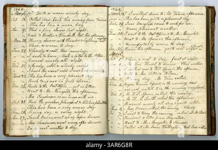 The Eliza G. Randolph Post Collection, Band 10, Memorandum Book No. 9, die Jahre 1848 bis 1850 abdecken. Dieser Band dokumentiert das tägliche Leben auf einer Farm im Pulaski County, Illinois, und den Umzug der Familie nach Mount Morris, Ogle County, Illinois. Stockfoto