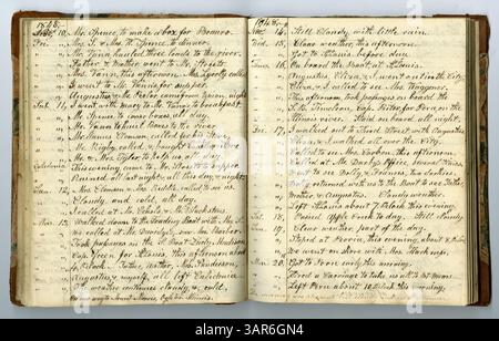 Eliza G. Randolphs Memorandum Book No. 9, Band 10 der Randolph Post Collection, umfasst den Zeitraum vom 1. Januar 1848 bis zum 12. November 1848 und beschreibt das Farmleben der Familie im Pulaski County, Illinois, bevor sie im November 1848 nach Mount Morris im Ogle County, Illinois, zog. Stockfoto