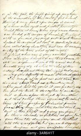 John O’Keefes Manuskriptrede, die am 17. März 1873 im Patee’s Opera House in Omaha, Nebraska, vorgetragen wurde, beleuchtet Irlands historischen Kampf gegen den englischen Imperialismus. Die Rede bietet eine Kritik an der englischen Kolonialherrschaft, beschreibt die wichtigsten Kämpfe in der irischen Geschichte und reflektiert die irischen Unabhängigkeitsbewegungen. Stockfoto