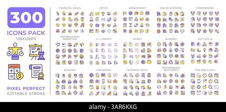 Bunte Icons Set-Kollektion für Unternehmen Stock Vektor