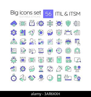 Icons für ITIL- und ITSM-Linienfarben festgelegt Stock Vektor
