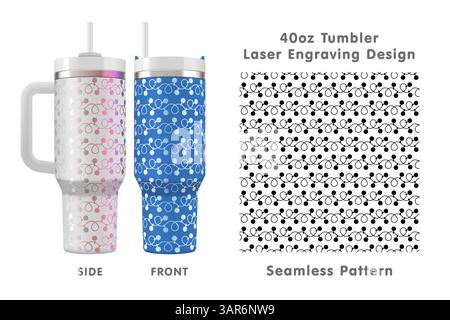 Weihnachtslichter mit Fliesenmuster. Nahtlose Lasergravur für 40-ml-Becher. Volle Becherfolie. Vektorabbildung. Stock Vektor