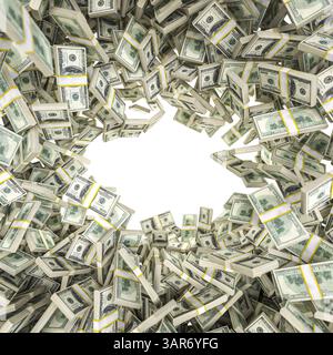 Vortex von 100 Dollar-Scheinen transparenter Hintergrund 3d Stockfoto