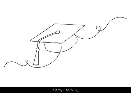 Graduierung Kappe Symbol eine Linie Zeichnung minimalistische einfache Vektor-Illustration Stock Vektor