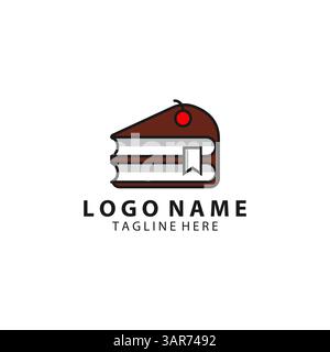 Buch Kuchen Logo Design Vektor Stock Vektor