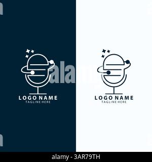 Podcast Planet Logo Design Vektor Stock Vektor