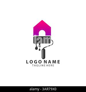 Rolle Farbe Haus Logo Design Vektor Stock Vektor
