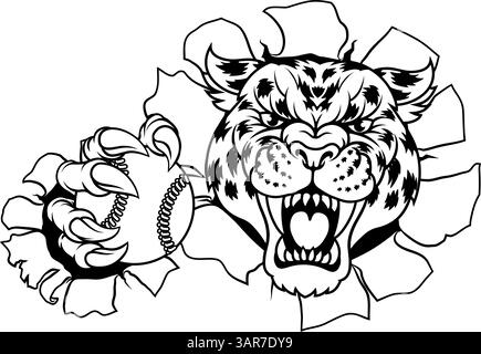 Jaguar Leopard Cheetah Panther Baseball Maskottchen Stock Vektor