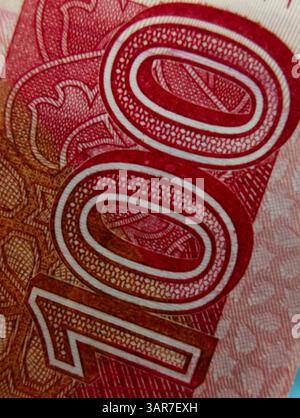 Close Look Hundred (100) Rupien Banknote in pakistanischer Währung Stockfoto