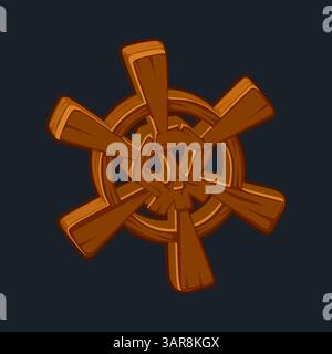 Cartoon Pirate Holzhelm. Vektorillustration des Holzhelms. Spielikone im Piratenmotiv Stock Vektor