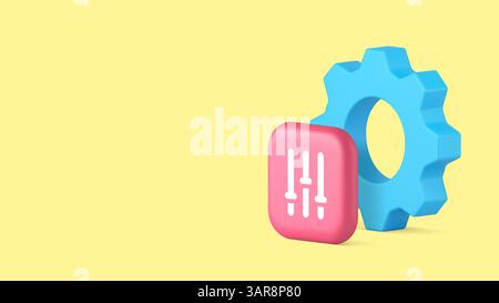 Einstellungen Zahnradsystem Konfiguration Anwendungstechnologie Kopierraum Bannervektor Illustration. Optimierungsmechanismus einrichten Optionsauswahl m Stock Vektor