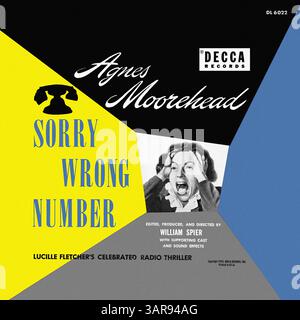 Agnes Moorehead - Sorry, Wrong Number - Vintage Vinyl-Plattencover Stockfoto