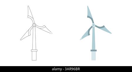 Sauberes Design der Windkraftanlage mit modernem Energieumlaufsystem, ideal für Themen wie erneuerbare Elektrizität, nachhaltige Energie und Ökotechnologie Stock Vektor
