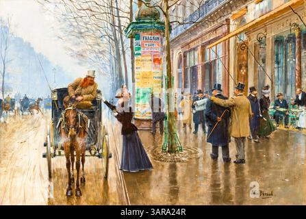 Jean Beraud, Scène de rue Parisienne (Pariser Straßenszene), Ölgemälde auf Tafel, 1897-1898 Stockfoto