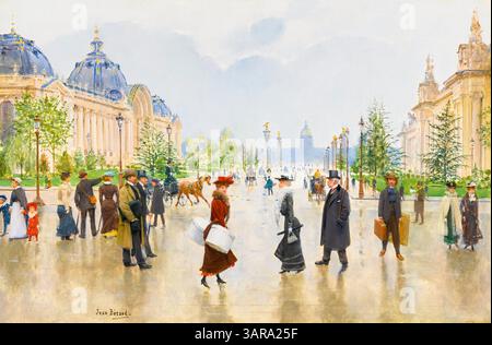 Jean Beraud, zwischen Petit und Grand Palais, Avenue Alexandre-III, Ölgemälde auf Tafel, nach 1900 Stockfoto