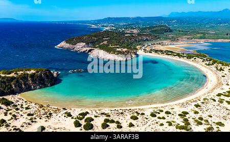 Blick auf den Strand Voidokilia, in Messinia, Griechenland. Stockfoto