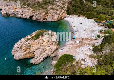 Foneas Beach, in der regionalen Einheit Messenia auf dem südlichen Peloponnes, Griechenland. Stockfoto