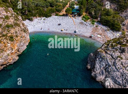 Foneas Beach, in der regionalen Einheit Messenia auf dem südlichen Peloponnes, Griechenland. Stockfoto