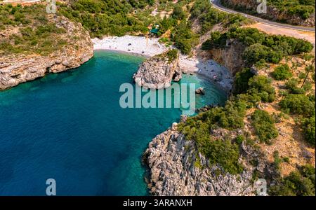 Foneas Beach, in der regionalen Einheit Messenia auf dem südlichen Peloponnes, Griechenland. Stockfoto