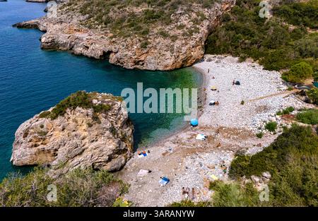 Foneas Beach, in der regionalen Einheit Messenia auf dem südlichen Peloponnes, Griechenland. Stockfoto
