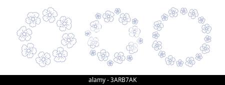 Mediterrane blaue Olivenzweige, kreisförmiger Rahmen Stock Vektor