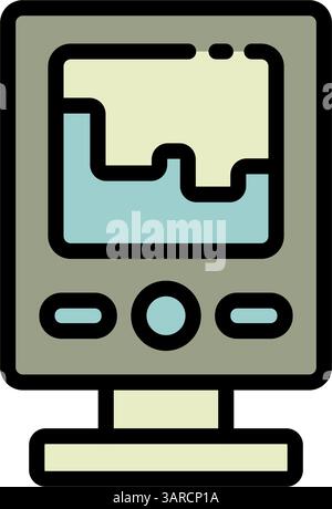 Farbsymbol für Fischfinder. Echolot. Tiefenmesser. Fischsuche. Digitales Fischsucher-Vektorsymbol für Webdesign isoliert auf weißem Hintergrund Stock Vektor