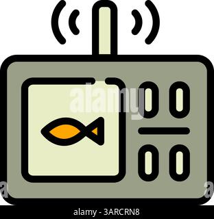 Farbsymbol für Fischfinder. Echolot. Tiefenmesser. Fischsuche. Digitales Fischsucher-Vektorsymbol für Webdesign isoliert auf weißem Hintergrund. Ziffer Stock Vektor